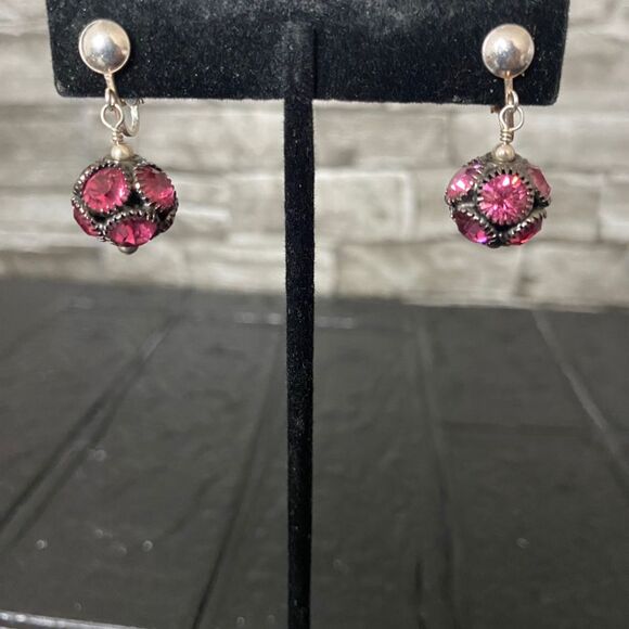 Unbranded Jewelry - Item 14 Pink Crystal Ball Stud Earrings Silver-Tone Butterfly Closure Unbranded